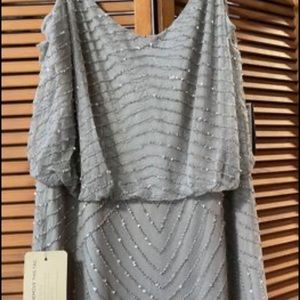 Adrianna Papell  long gown. Beautifully beaded. Light sage green